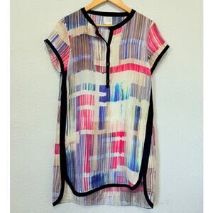 Anthropologie TRYB Abstract Silk Dress Watercolor Glam Luxury